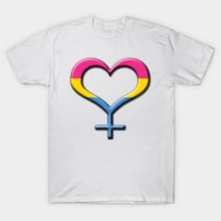 Heart-Shaped Pansexual Pride Female Gender Symbol T-Shirt